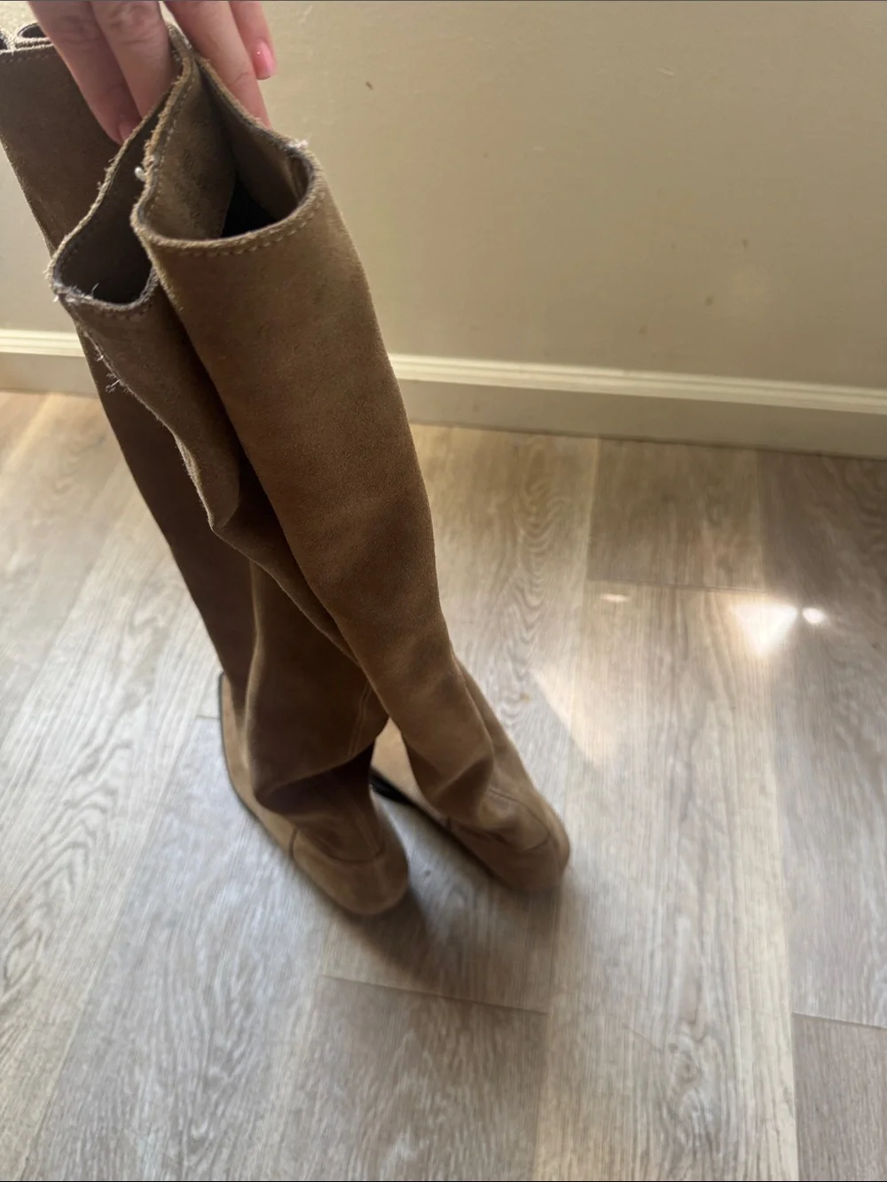 Zara Tall Suede Over-the-Knee Boots - Camel Brown